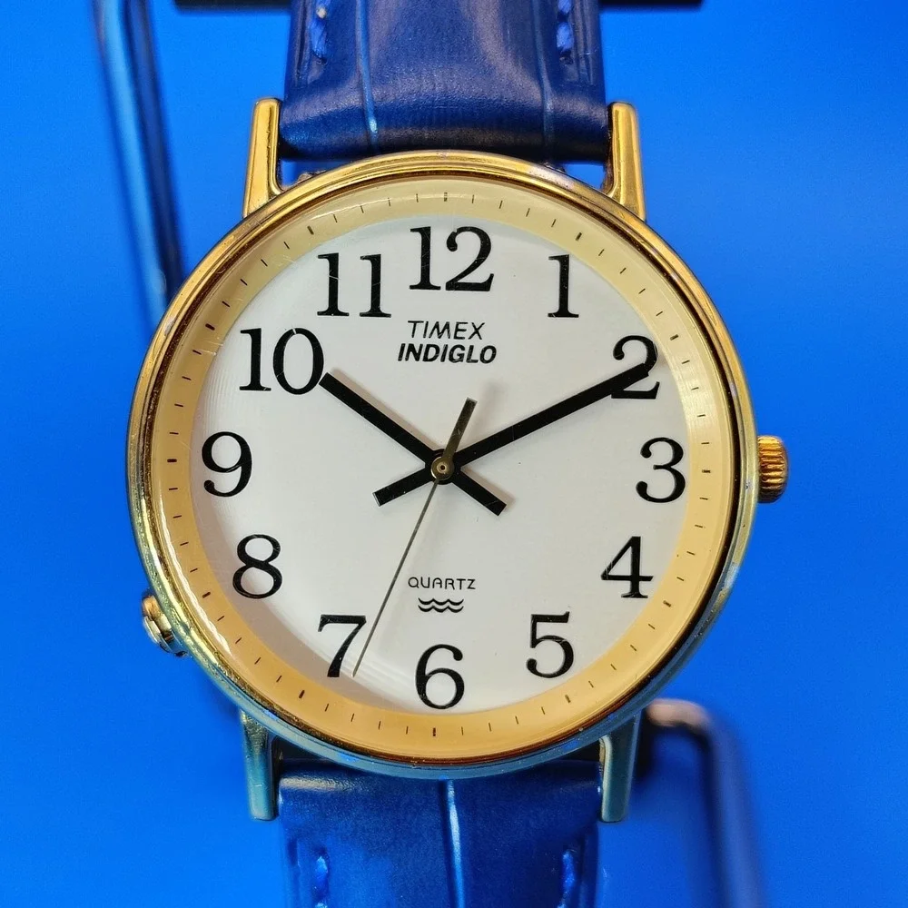 Vintage 1997 Timex 34mm Mens Quartz Dress Watch New Strap Restored (No Indiglo!)